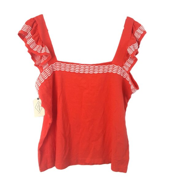St. Johns Bay Blouse PXXL Pullover Orange/White Square Neck Sleeveless NWT $32. - Picture 1 of 9
